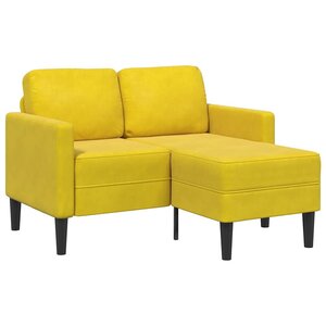 vidaXL Canapé 2 places avec méridienne en L jaune 125 cm velours