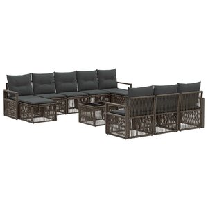 vidaXL Ensemble de canapé de jardin 11 Pièces Gris polyrotin