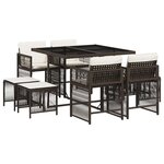 vidaXL Ensemble à manger de jardin et coussins 9 Pièces marron poly rotin
