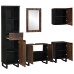 vidaXL Ensemble de mobilier de salle de bain avec tiroir avec étagère avec stockage avec porte avec miroir 5 Pièces Blanc