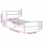 vidaXL Cadre de lit Brun cire 100 x 200 cm Bois d'ingénierie