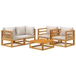 vidaXL Salon de jardin 5 Pièces avec coussins gris clair bois massif