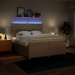 vidaXL Sommier à lattes de lit avec matelas Crème 200x200 cm Tissu