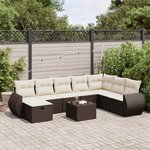vidaXL Salon de jardin avec coussins 9 Pièces marron résine tressée
