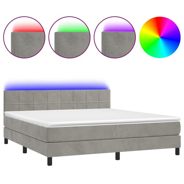 vidaXL Sommier à lattes de lit avec matelas LED Gris clair 180x200 cm