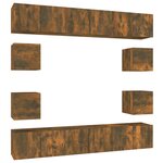 vidaXL Ensemble de meubles TV 10 Pièces Chêne fumé Bois d'ingénierie