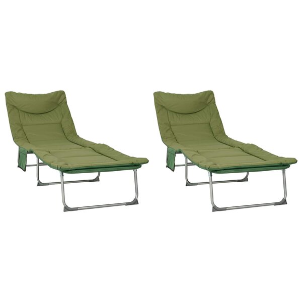 vidaXL Transat pliant avec coussin 2 pc Vert foncé