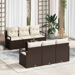 vidaXL Ensemble de canapé de jardin 7 Pièces Marron  Crème