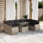 vidaXL Salon de jardin avec coussins 10 Pièces gris clair résine tressée