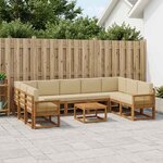 vidaXL Ensemble de canapés d'extérieur 10 Pièces Naturel et Beige
