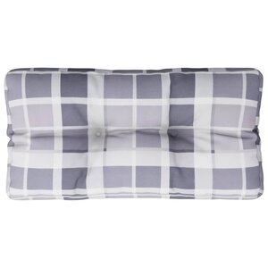 vidaXL Coussin de palette motif à carreaux gris 80x40x12 cm tissu