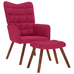 vidaXL Chaise de relaxation avec tabouret Bordeaux Velours