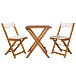vidaXL Ensemble de bistro pliable 3 Pièces avec coussins Acacia solide