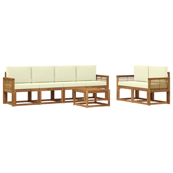 vidaXL Ensemble de canapés d'extérieur 7 pc Naturel et Crème Polyester