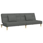 vidaXL Canapé-lit à 2 places avec repose-pied gris foncé tissu