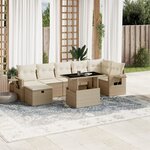 vidaXL Salon de jardin avec coussins 8 Pièces beige résine tressée