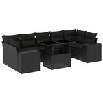 vidaXL Salon de jardin 8 Pièces avec coussins noir résine tressée