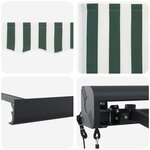 vidaXL Auvent Rétractable Vert et blanc 500 × 300 cm Tissu  Métal