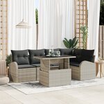 vidaXL Ensemble de canapé de jardin 6 pièces avec coussins gris clair en poly rotin