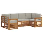 vidaXL Ensemble de canapés d'extérieur 6 pc Gris Naturel et Clair