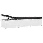 vidaXL Chaise longue avec coussin et table à thé rotin Blanc
