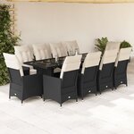 vidaXL Ensemble de bistro de jardin 11 Pièces coussins noir poly rotin