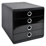 Pop-Box Caisson individuel à 4 Tiroirs format A4+ Glossy Noir/Argent EXACOMPTA