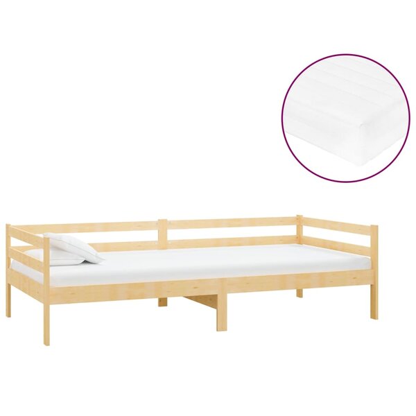vidaXL Lit de repos avec matelas 90x200 cm Bois de pin massif