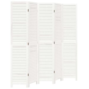 vidaXL Cloison de séparation 5 panneaux blanc bois de paulownia massif