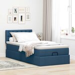 vidaXL Lit ottoman avec matelas et LED Bleu 100x200 cm Tissu