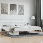 vidaXL Cadre de lit métal sans matelas et tête de lit blanc 200x200 cm