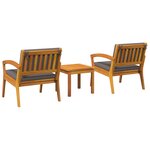vidaXL Ensemble Bistro 3 Pièces avec Coussins  en Bois d'Acacia Massif