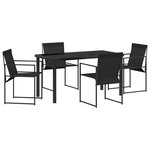 vidaXL Ensemble Salle à Manger Jardin 5 Pièces Noir Textilène et Acier