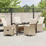 vidaXL Ensemble de salle à manger de jardin 5 pièces avec coussins beige en poly rattan
