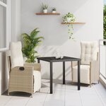vidaXL Ensemble de Salle à Manger de Jardin de 3 Pièces Beige en Rattan Poly