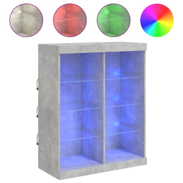 vidaXL Buffet avec lumières LED gris béton 81x37x100 cm