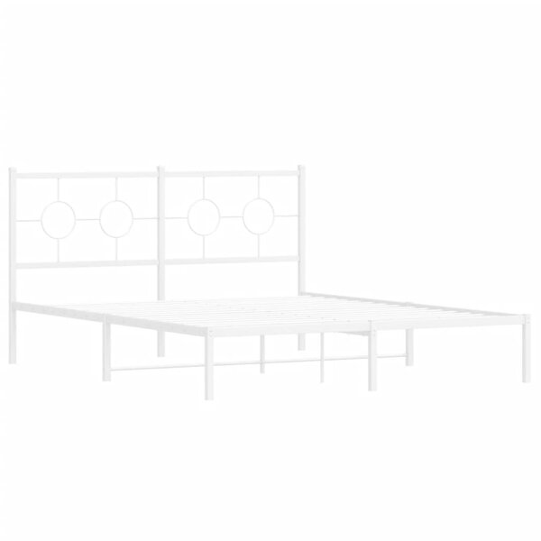 vidaXL Cadre de lit métal avec tête de lit blanc 150x200 cm