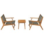vidaXL Ensemble de chaises et de table de jardin - 3 pièces en bois d'acacia massif gris