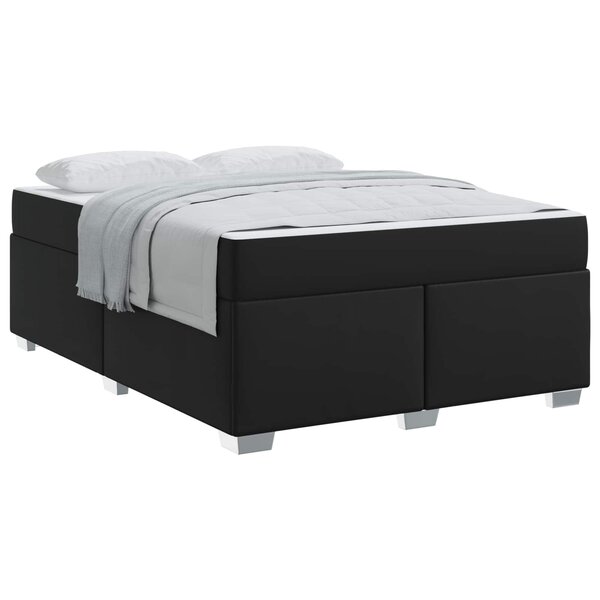 vidaXL Cadre de lit avec matelas Noir 140 x 200 cm tissu