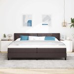 vidaXL Lit à ressorts avec matelas Marron foncé 200 x 200 cm Polyester