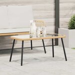 vidaXL Table basse Marron et Noir 90 x 45 x 43 cm Poly Rattan et verre