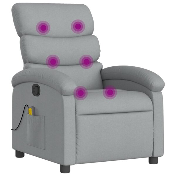 vidaXL Fauteuil de massage inclinable gris clair tissu