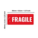 300 étiquettes Fragile Rectangulaires Autocollantes en rouleau - 98 x 40 mm  - Fragile - 1 rouleau de 300 Stickers pour entrepreneurs  smallbusiness.