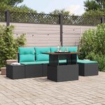 vidaXL Ensemble de salle à manger pour jardin 6 Pièces Noir et Sarcelle