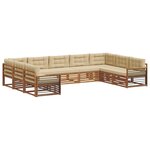 vidaXL Ensemble de canapés d'extérieur 9 pc Naturel et Beige