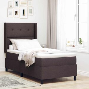 vidaXL Lit à ressorts avec matelas Marron foncé 190 x 90 cm tissu