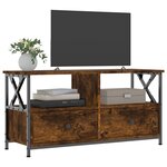 vidaXL Meuble TV chêne fumé 90x33x45 cm bois d'ingénierie et fer