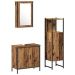 vidaXL Ensemble de mobilier de salle de bain avec porte 3 Pièces Marron