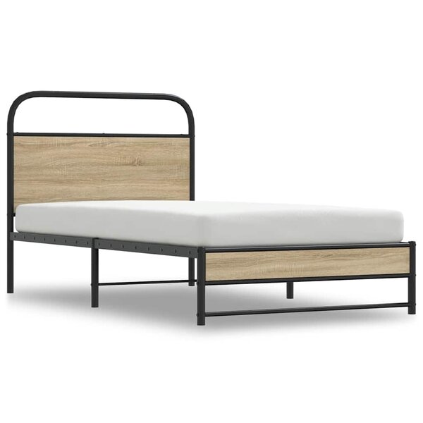vidaXL Cadre de lit sans matelas 100x190 cm chêne fumé bois ingénierie