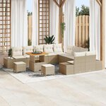 vidaXL Ensemble de canapé de jardin avec coussin 13 Pièces Beige et crème